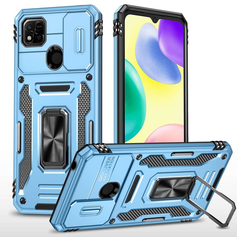 For Xiaomi Redmi 10C Armor PC + TPU Camera Shield Phone Case(Black)