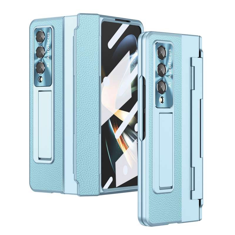 For Samsung Galaxy Z Fold4 Integrated Full Coverage Phone Case with Hinge(Gold+Pink)