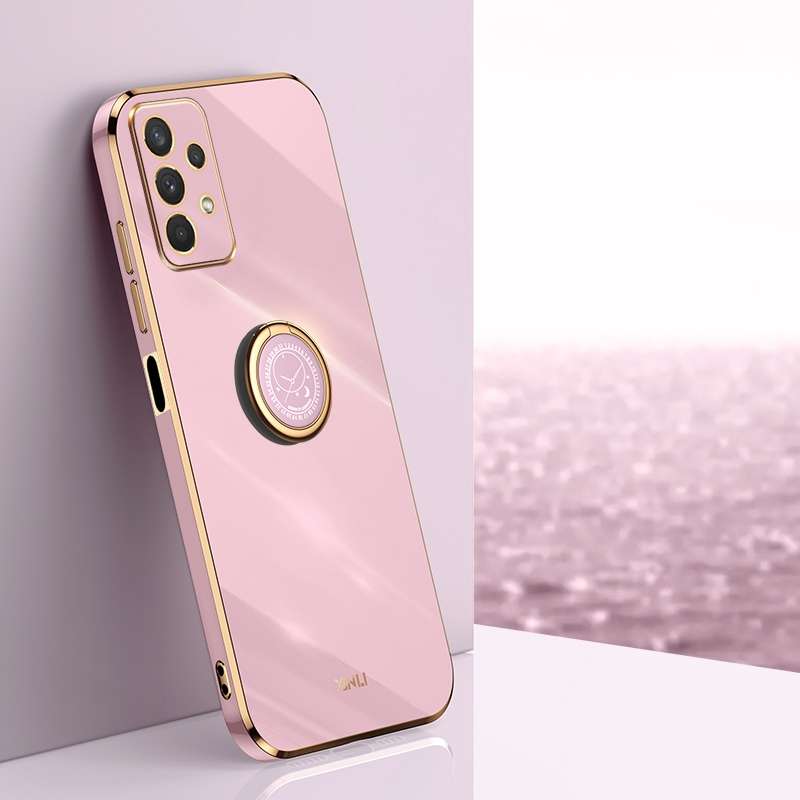 For Samsung Galaxy A32 5G XINLI Straight Edge 6D Electroplate TPU Phone Case with Ring Holder(White)