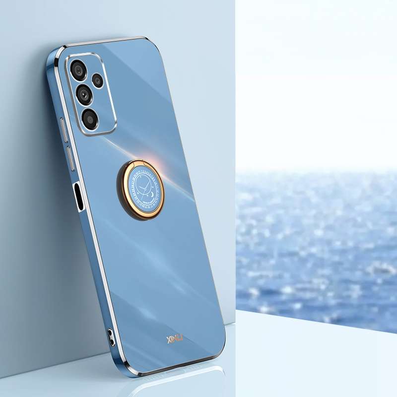 For Samsung Galaxy A14 5G XINLI Straight Edge 6D Electroplate TPU Phone Case with Ring Holder(Mint G