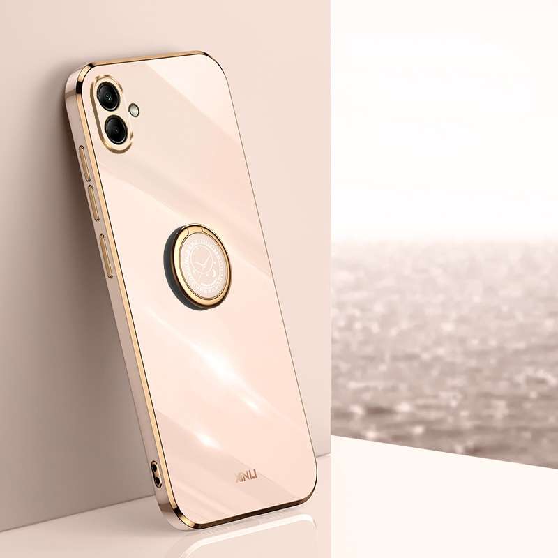 For Samsung Galaxy A04 4G XINLI Straight Edge 6D Electroplate TPU Phone Case with Ring Holder(White)