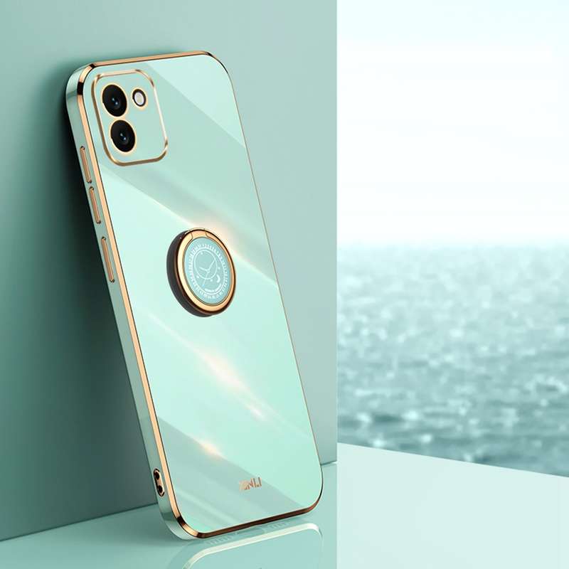 For Samsung Galaxy A03 XINLI Straight Edge 6D Electroplate TPU Phone Case with Ring Holder(White)