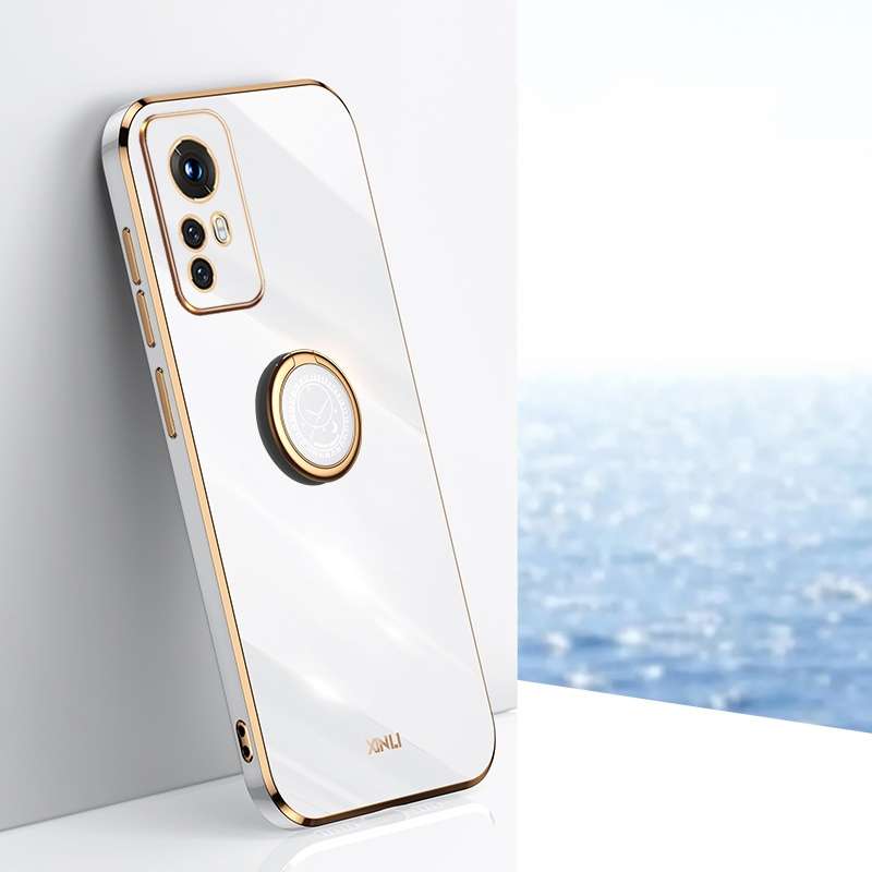 For Xiaomi 12 Lite XINLI Straight Edge 6D Electroplate TPU Phone Case with Ring Holder(Pink)