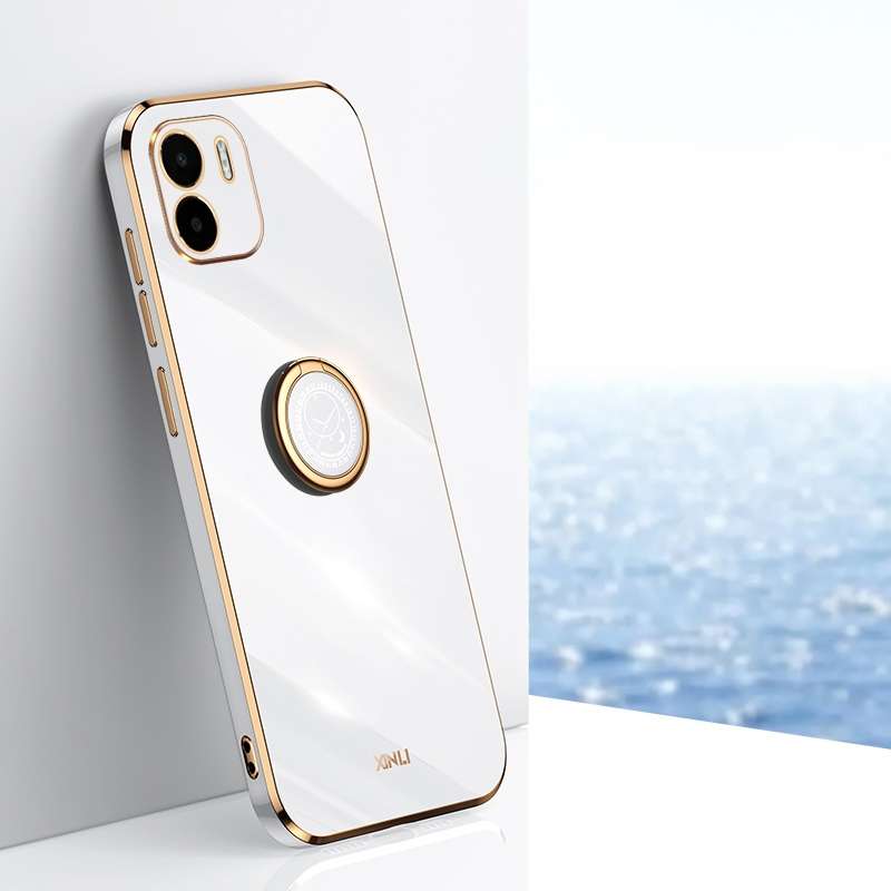 For Xiaomi Redmi A1 4G XINLI Straight Edge 6D Electroplate TPU Phone Case with Ring Holder(Cherry Pu