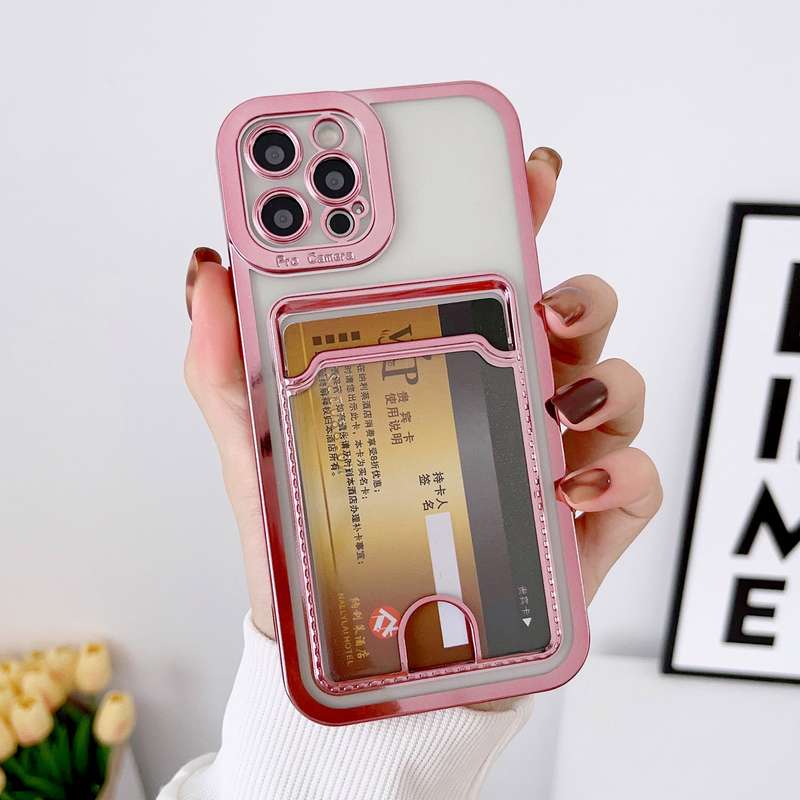 For iPhone 14 Pro Electroplating Frame Card Slot Phone Case(Black)