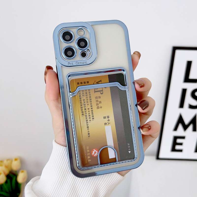For iPhone 14 Pro Electroplating Frame Card Slot Phone Case(Black)