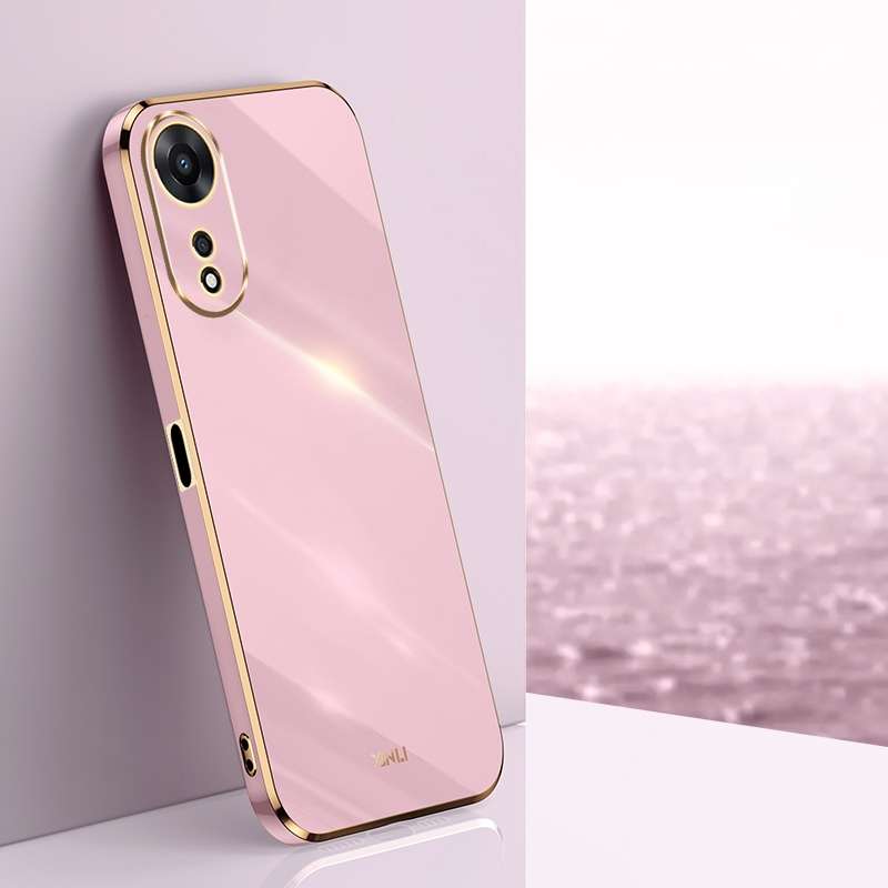 For OPPO A58 5G XINLI Straight Edge 6D Electroplate TPU Phone Case(Pink)