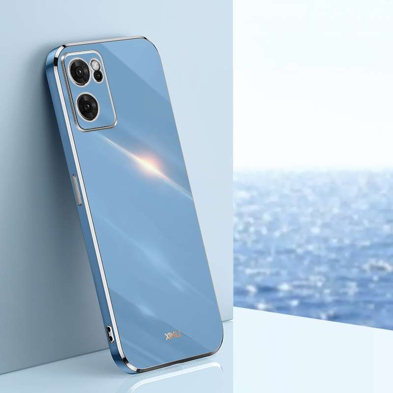 For OPPO Reno7 Global XINLI Straight Edge 6D Electroplate TPU Phone Case(Cherry Purple)