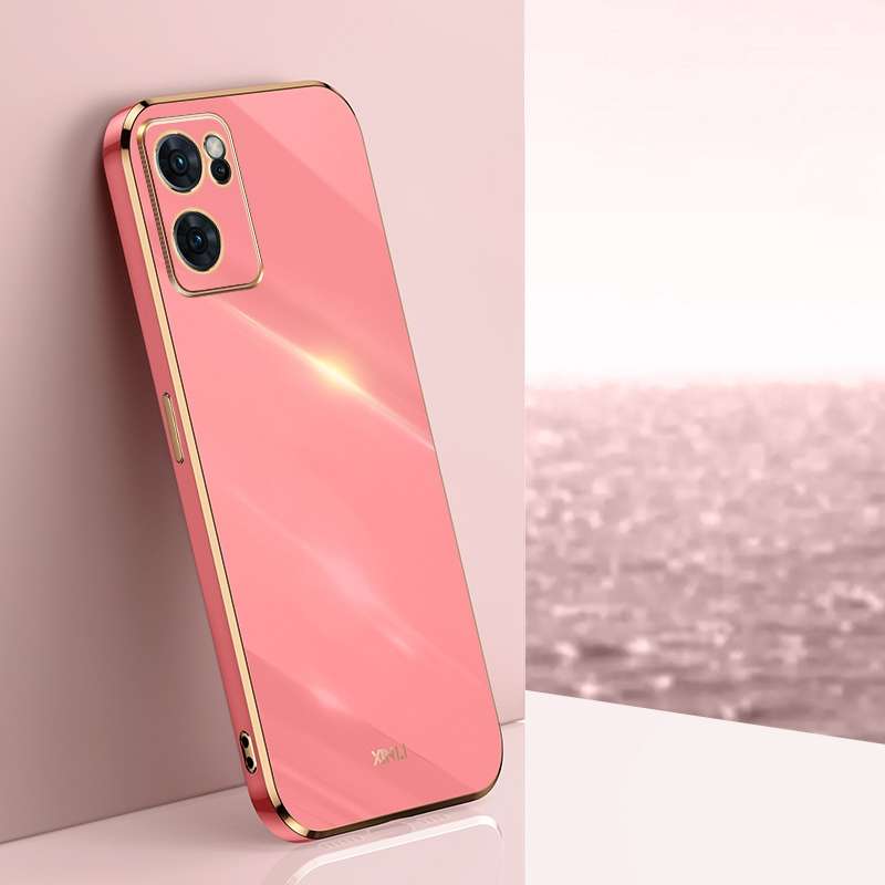 For OPPO Reno7 Global XINLI Straight Edge 6D Electroplate TPU Phone Case(Cherry Purple)