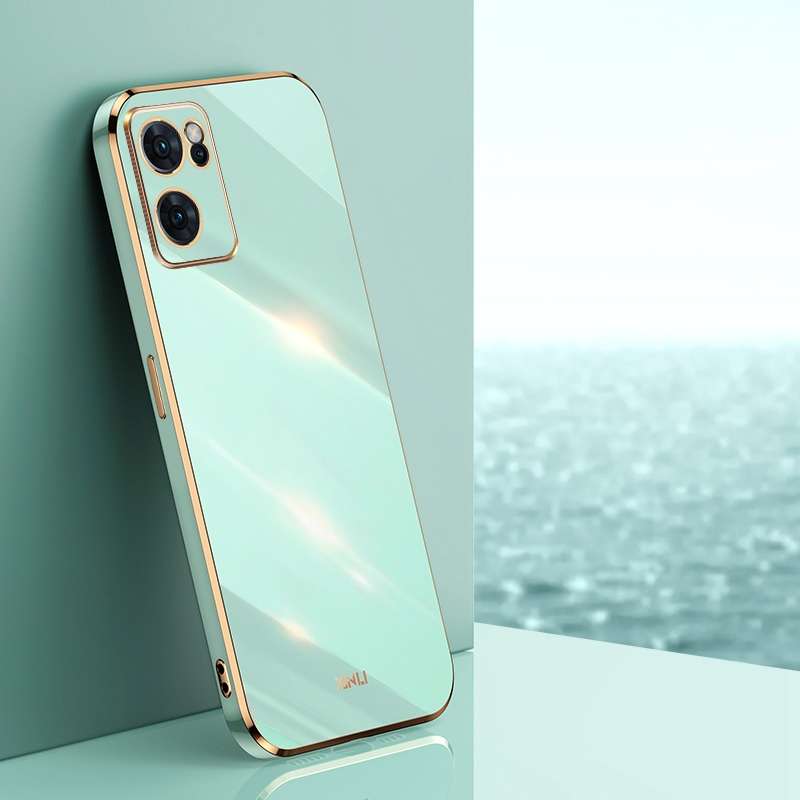 For OPPO Reno7 Global XINLI Straight Edge 6D Electroplate TPU Phone Case(Cherry Purple)