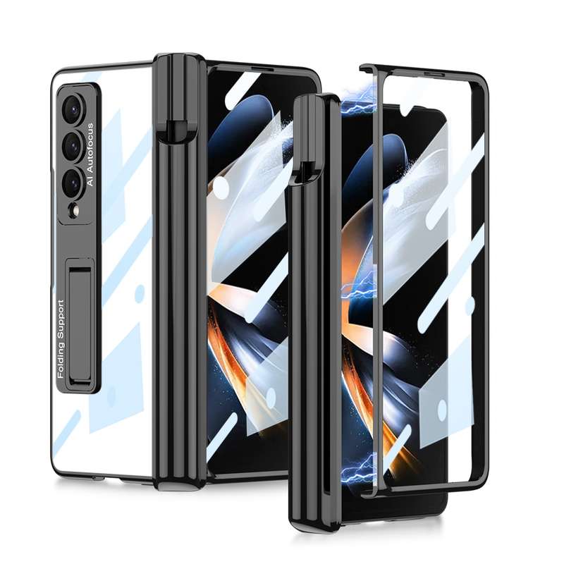 For Samsung Galaxy Z Fold4 GKK Magnetic Fold Hinge Shockproof Phone Case with Pen Slots(Silver)