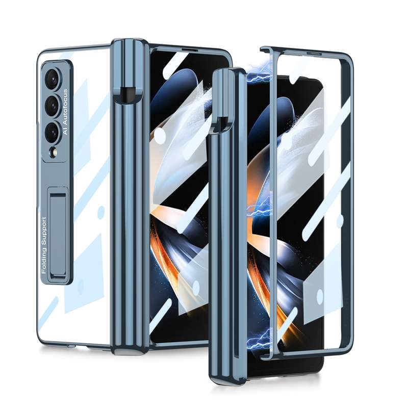For Samsung Galaxy Z Fold4 GKK Magnetic Fold Hinge Shockproof Phone Case with Pen Slots(Silver)