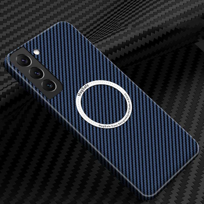 For Samsung Galaxy S23 5G Carbon Fiber Texture MagSafe Magnetic Phone Case(Green)