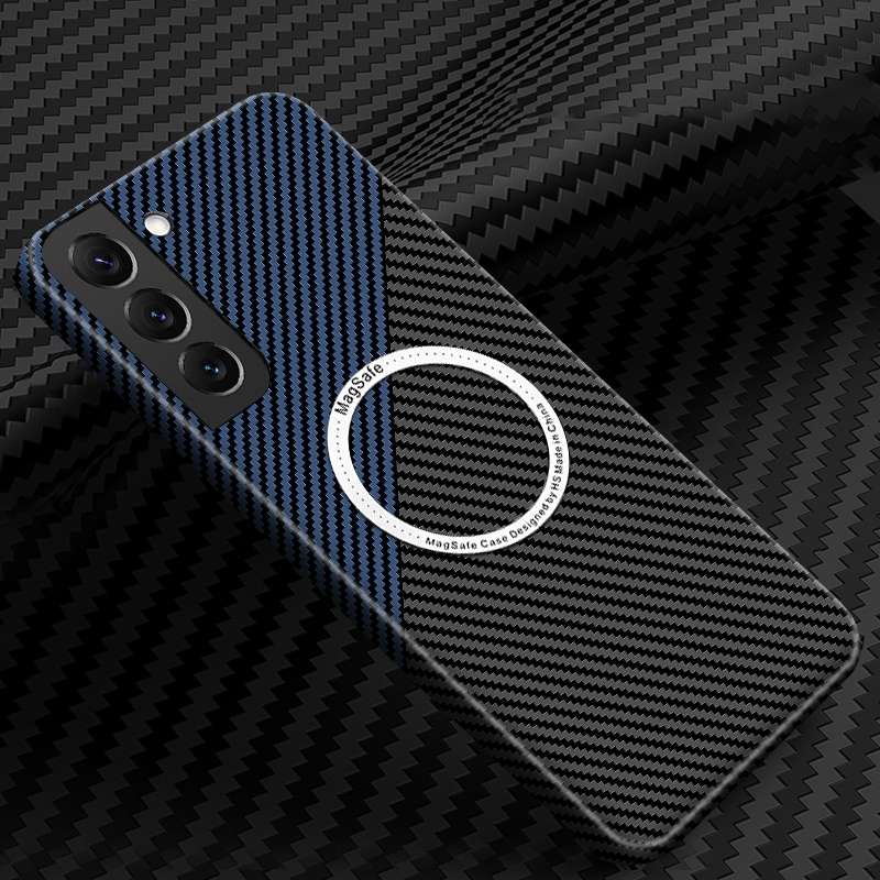 For Samsung Galaxy S23 5G Carbon Fiber Texture MagSafe Magnetic Phone Case(Green)