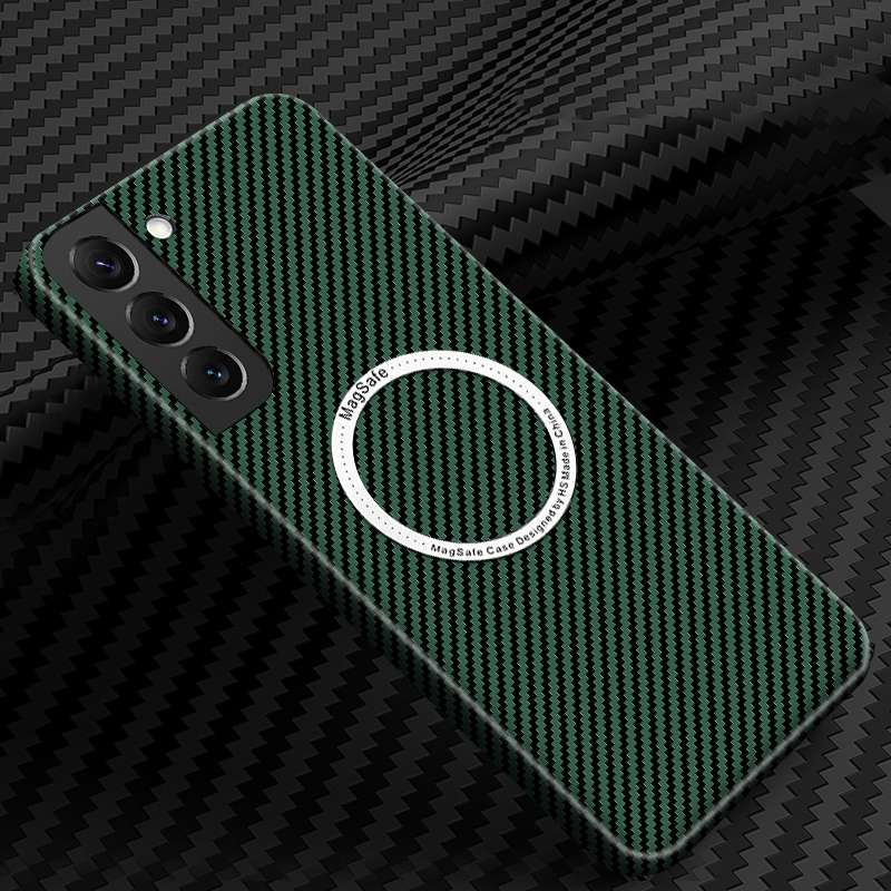 For Samsung Galaxy S23+ 5G Carbon Fiber Texture MagSafe Magnetic Phone Case(Black)