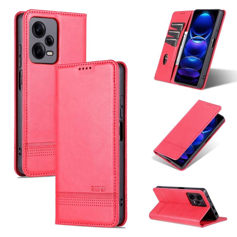 For Xiaomi Redmi Note 12 Pro 5G China / Note 12 Pro 5G+ China AZNS Magnetic Calf Texture Flip Leathe