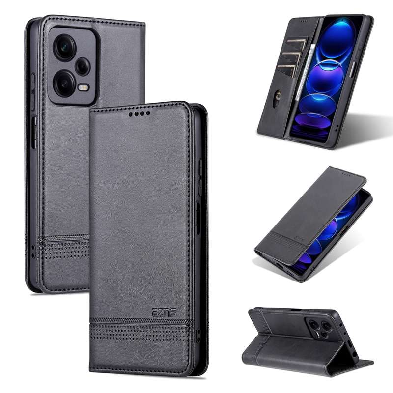 For Xiaomi Redmi Note 12 Pro 5G China / Note 12 Pro 5G+ China AZNS Magnetic Calf Texture Flip Leathe