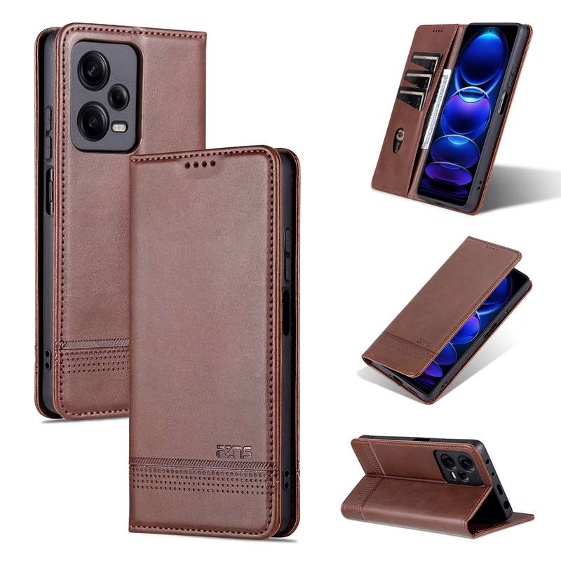 For Xiaomi Redmi Note 12 Pro 5G China / Note 12 Pro 5G+ China AZNS Magnetic Calf Texture Flip Leathe