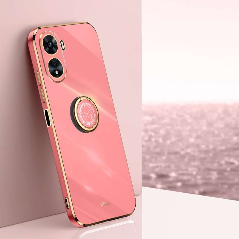 For vivo Y16 4G XINLI Straight Edge 6D Electroplate TPU Phone Case with Ring Holder(Mint Green)