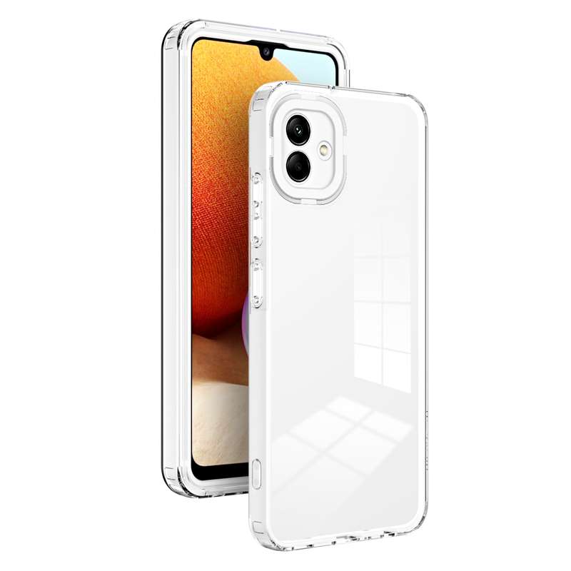 For Samsung Galaxy A04 Clear TPU Color PC Frame Phone Case(Purple)