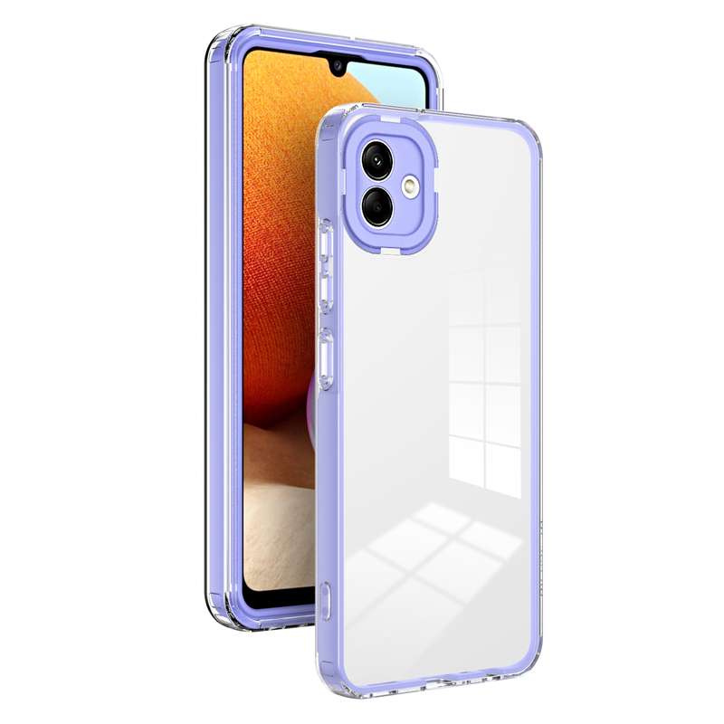 For Samsung Galaxy A04 Clear TPU Color PC Frame Phone Case(Purple)
