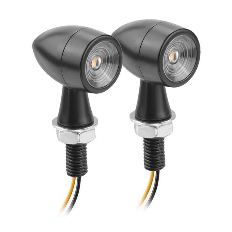 For Kawasaki / Suzuki / Yamaha / Honda T-S002 1 Pair Motorcycle LED Mini Turn Signal Metal Retro Sig