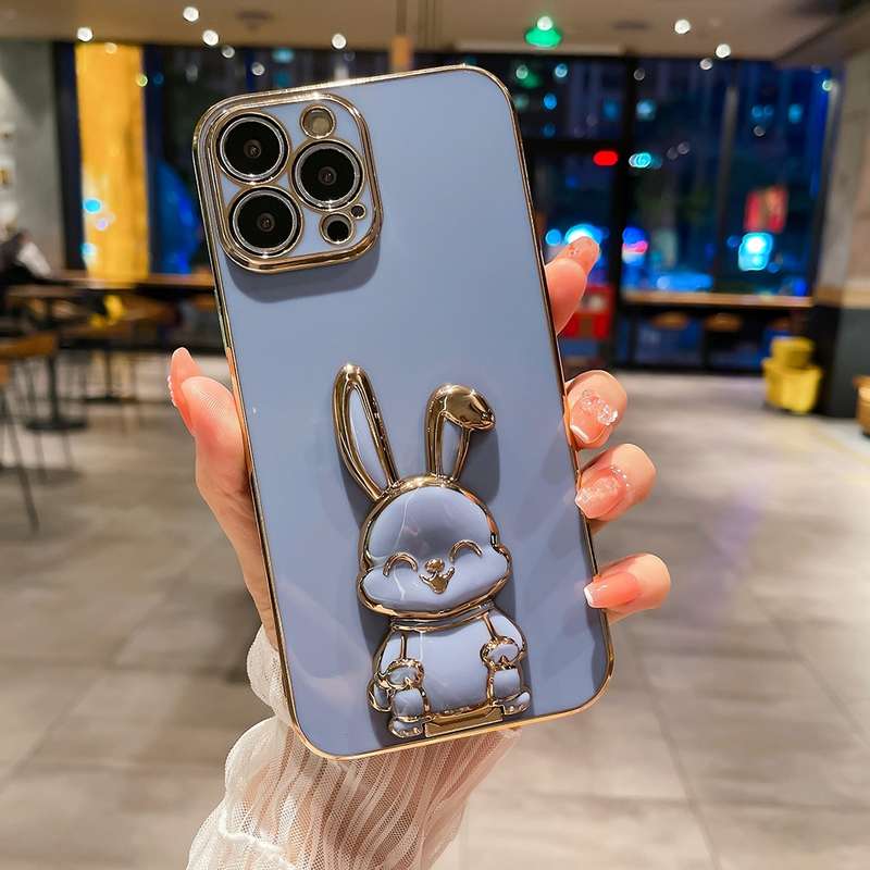 For iPhone XS Max Plating Rabbit Holder Phone Case(White)