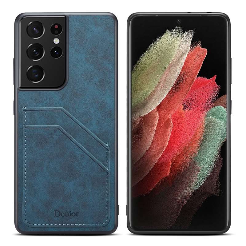 For Samsung Galaxy S23 Ultra 5G Denior PU Dual Card Slot Phone Case(Grey)
