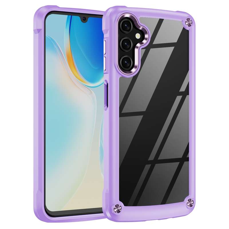 For Samsung Galaxy A14 5G Soft TPU Clear PC Shockproof Phone Case(Purple)