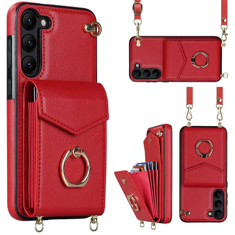 For Samsung Galaxy S23+ 5G Electroplating Dual-side IMD Phone Case with Lanyard(Leopard Print)