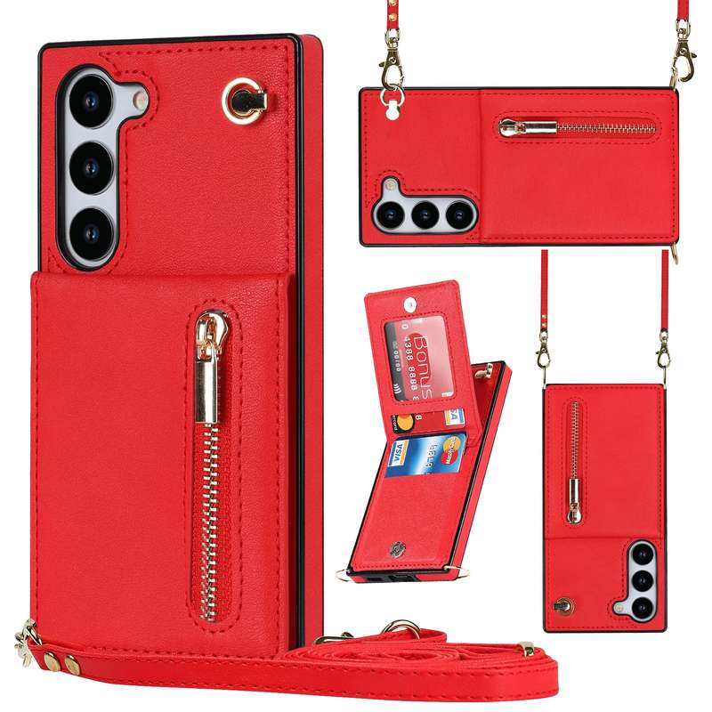 For Samsung Galaxy S23 5G Cross-body Zipper Square TPU+PU Back Cover Case(Black)