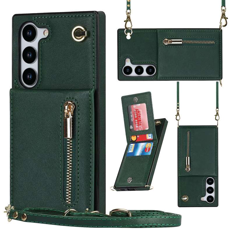 For Samsung Galaxy S23 5G Cross-body Zipper Square TPU+PU Back Cover Case(Black)