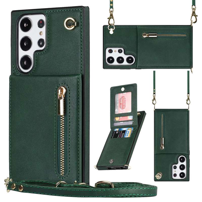 For Samsung Galaxy S23 Ultra 5G Cross-body Zipper Square TPU+PU Back Cover Case(Black)