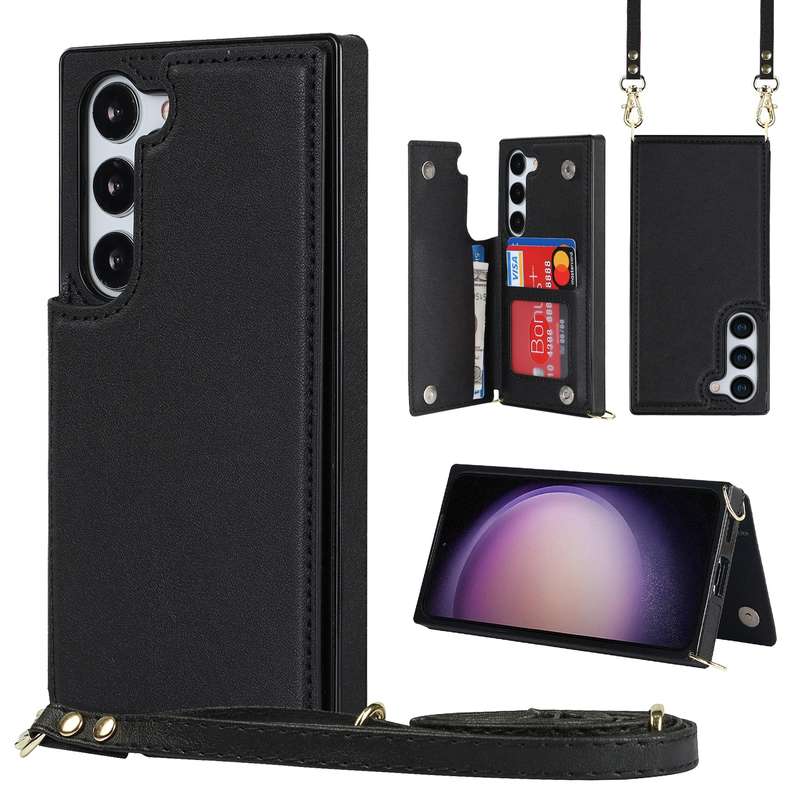 For Samsung Galaxy S23+ 5G Cross-body Square Double Buckle Flip Card Bag TPU+PU Case(Black)