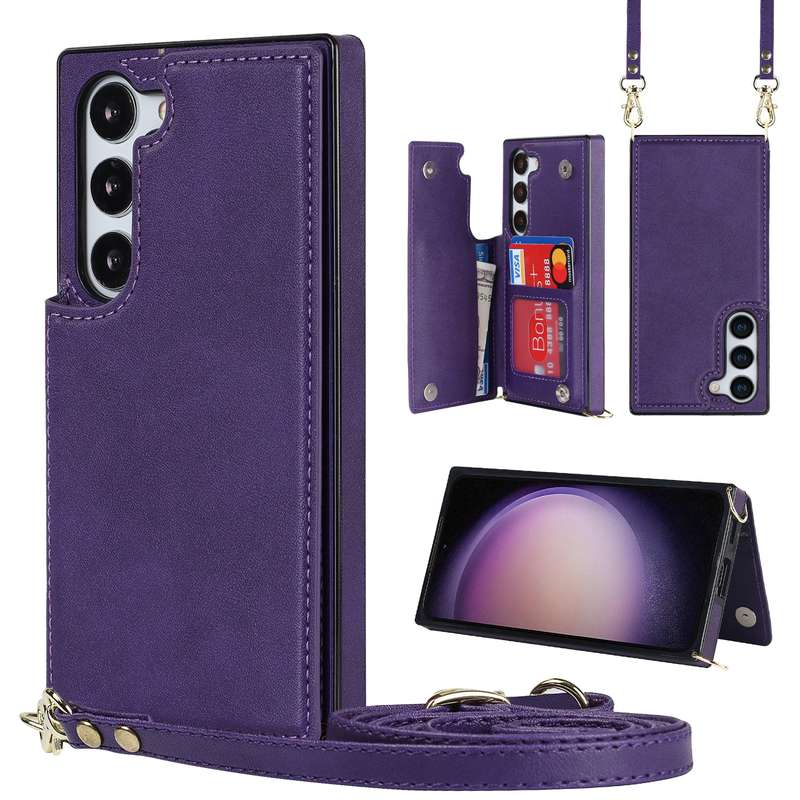 For Samsung Galaxy S23+ 5G Cross-body Square Double Buckle Flip Card Bag TPU+PU Case(Black)