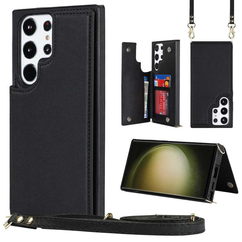 For Samsung Galaxy S23 Ultra 5G Cross-body Square Double Buckle Flip Card Bag TPU+PU Case(Green)