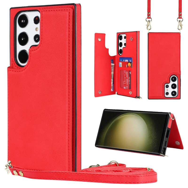 For Samsung Galaxy S23 Ultra 5G Cross-body Square Double Buckle Flip Card Bag TPU+PU Case(Green)