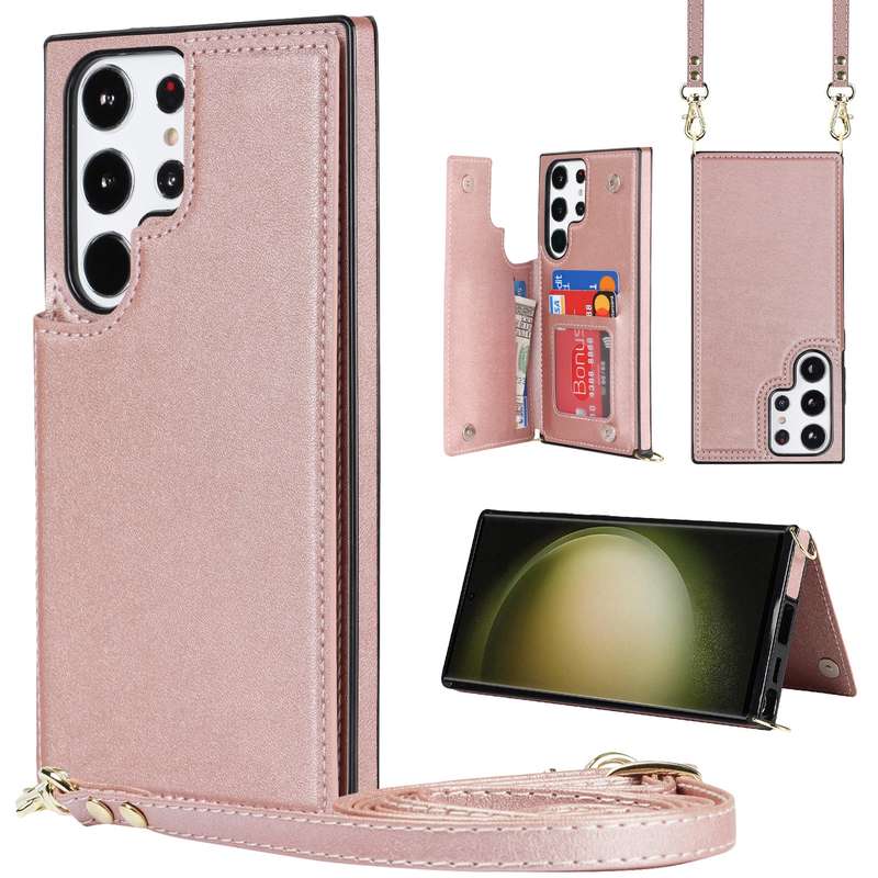 For Samsung Galaxy S23 Ultra 5G Cross-body Square Double Buckle Flip Card Bag TPU+PU Case(Green)