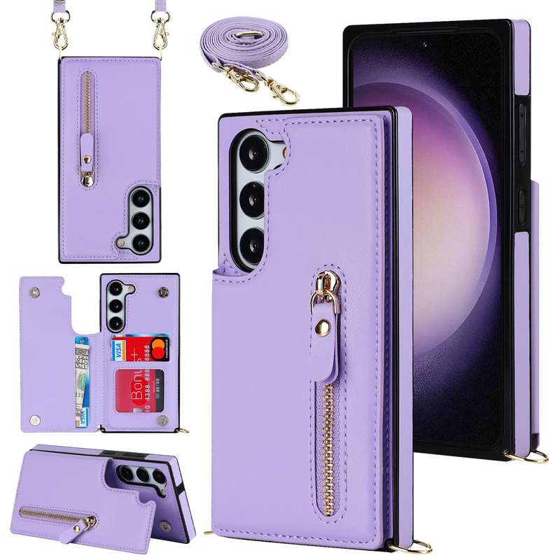 For Samsung Galaxy S23 5G Cross-body Zipper Square Phone Case(Green)