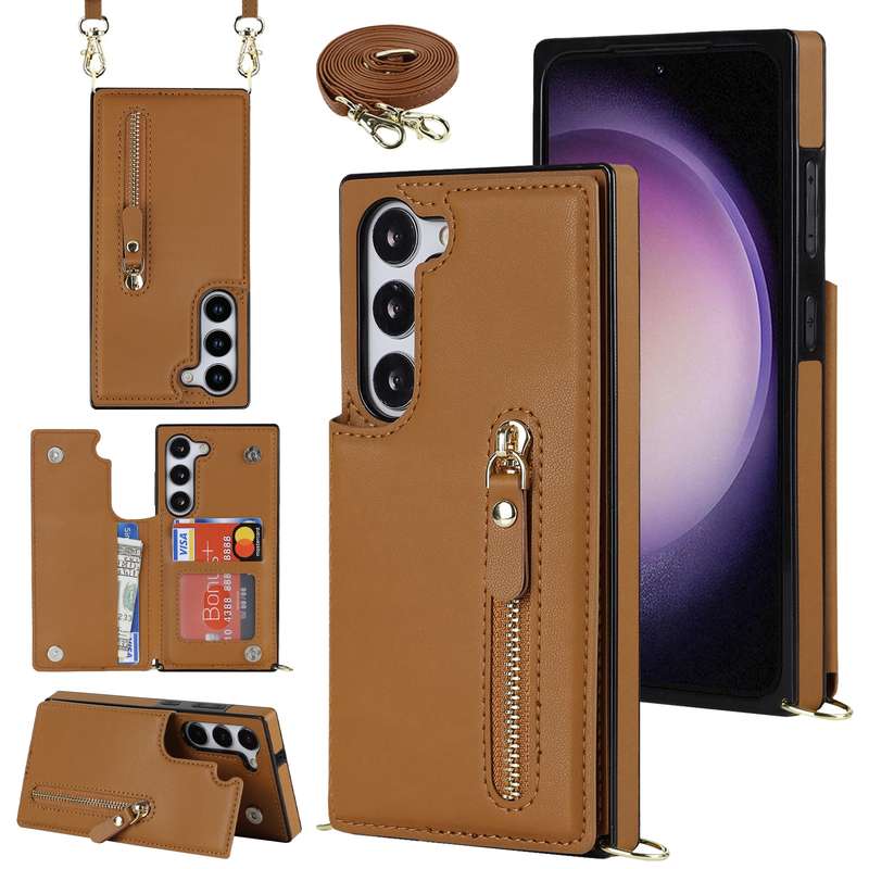 For Samsung Galaxy S23 5G Cross-body Zipper Square Phone Case(Green)