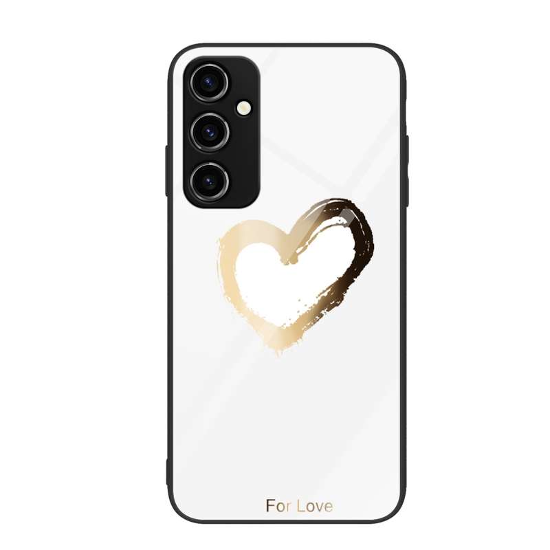 For Samsung Galaxy A34 5G Colorful Painted Glass Phone Case(Black Love)