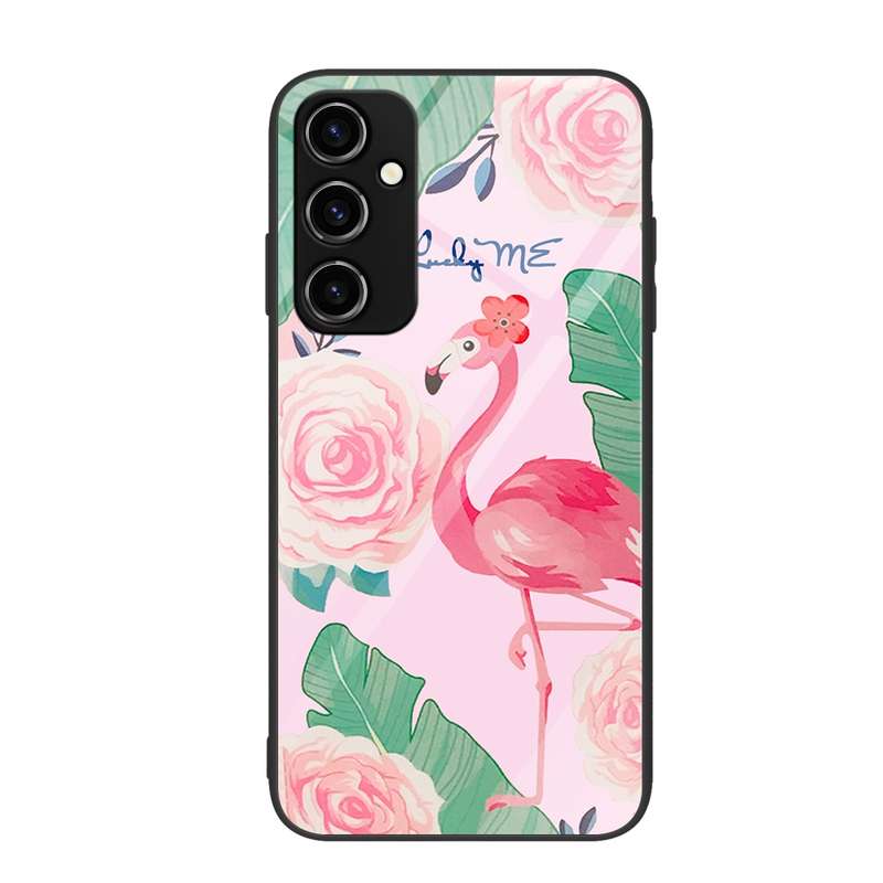 For Samsung Galaxy A34 5G Colorful Painted Glass Phone Case(Black Love)