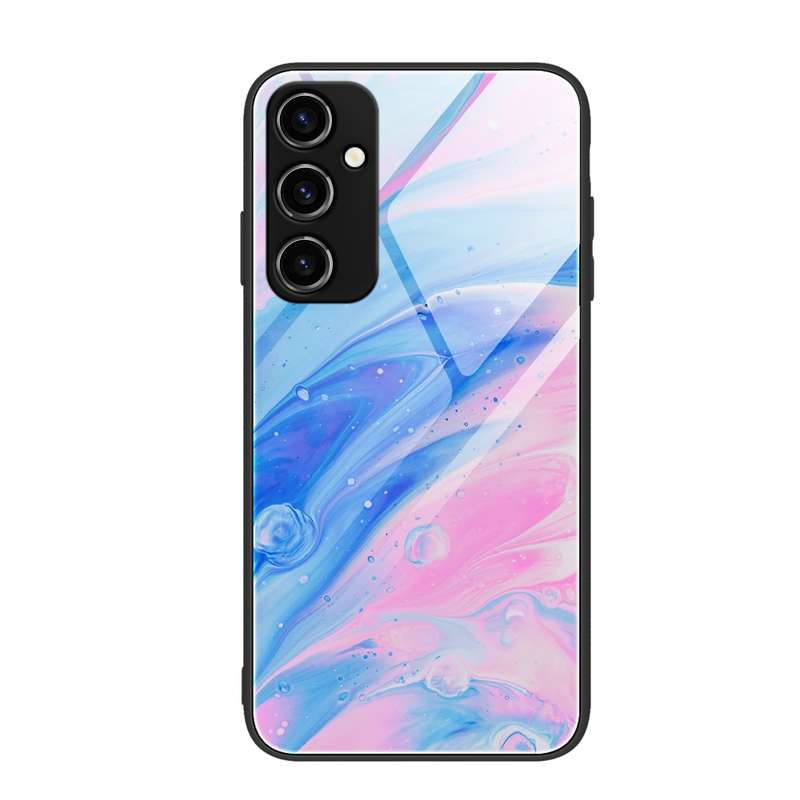 For Samsung Galaxy A34 5G Marble Pattern Glass Phone Case(Pink)