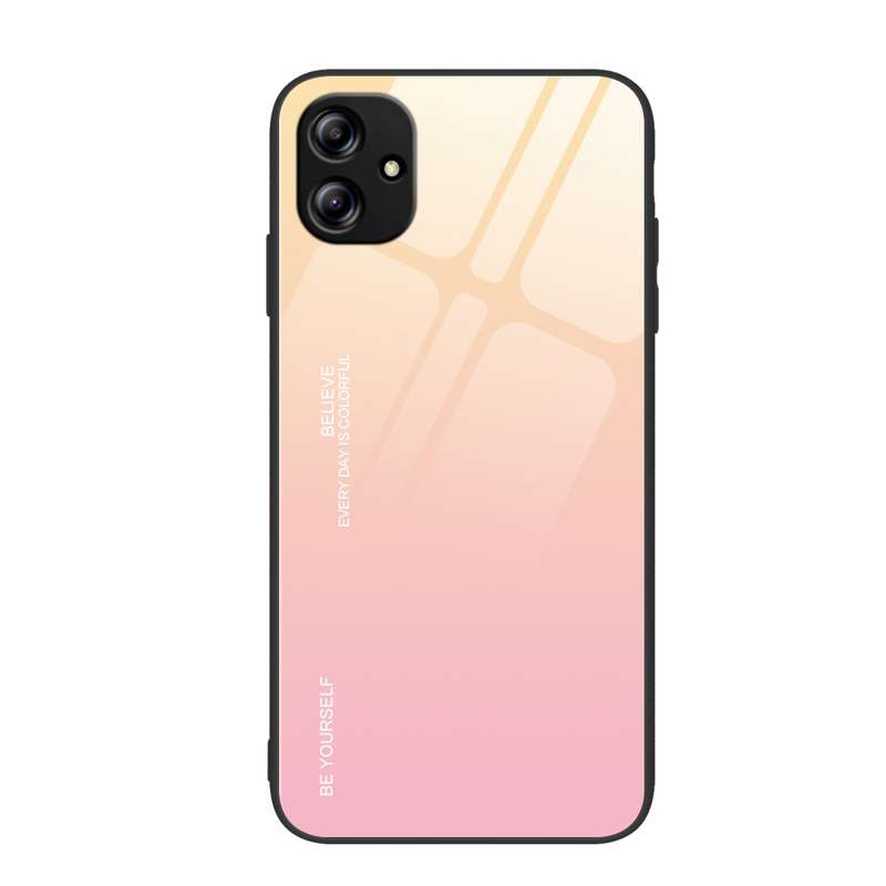 For Samsung Galaxy A04e Gradient Color Glass Phone Case(Green Cyan)