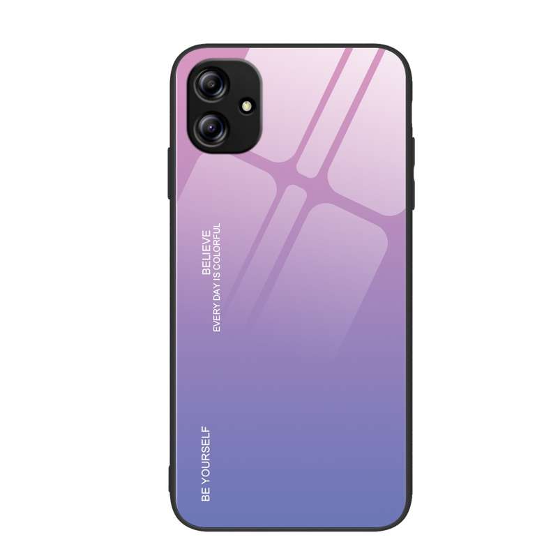 For Samsung Galaxy A04e Gradient Color Glass Phone Case(Green Cyan)