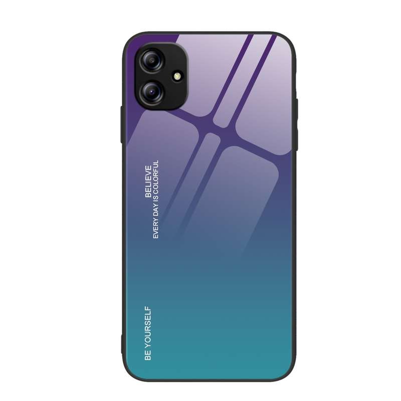 For Samsung Galaxy A04e Gradient Color Glass Phone Case(Green Cyan)