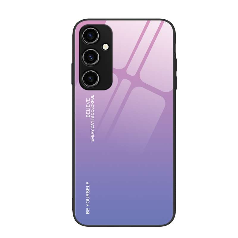 For Samsung Galaxy A14 5G Gradient Color Glass Phone Case(Yellow Pink)