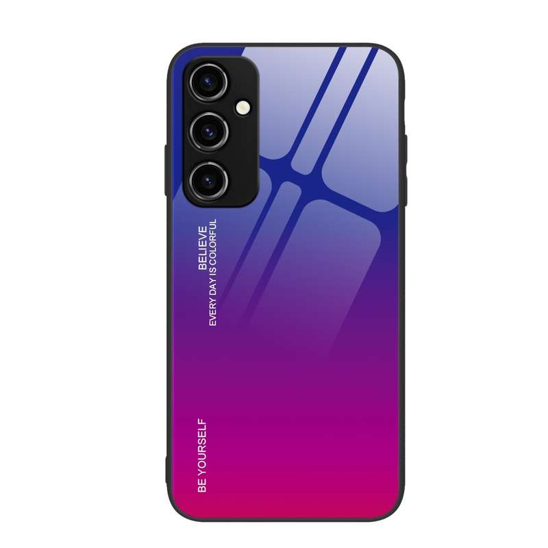 For Samsung Galaxy A14 5G Gradient Color Glass Phone Case(Yellow Pink)