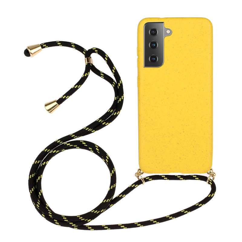 For Samsung Galaxy A54 5G Wheat Straw Material + TPU Phone Case with Lanyard(Green)