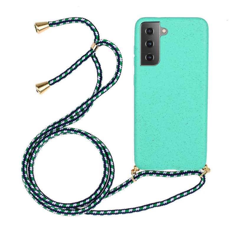 For Samsung Galaxy A54 5G Wheat Straw Material + TPU Phone Case with Lanyard(Green)